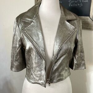 Susan Bender New York Short Sleeve Moto “Taupe” Jacket - Sz 6